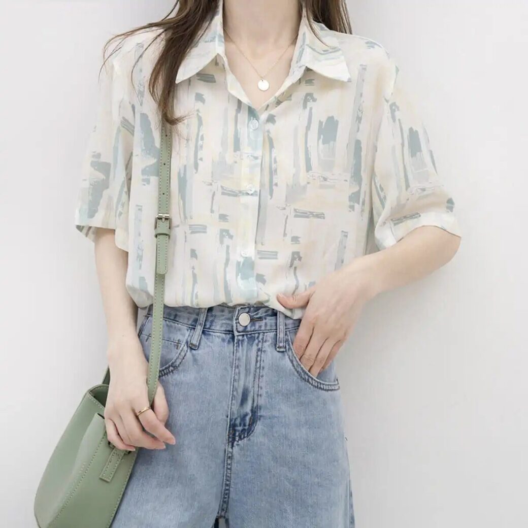 Vintage Chiffon Loose Summer Blouse - Image 3