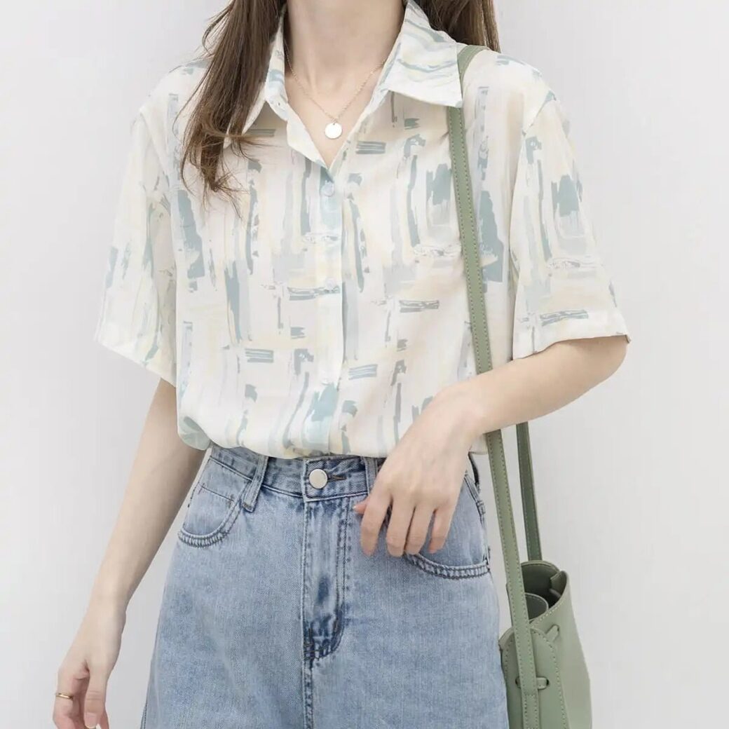 Vintage Chiffon Loose Summer Blouse - Image 2